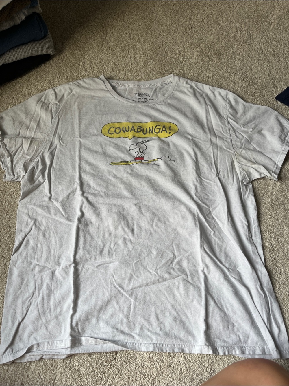 Peanuts White Short Sleeve 'Cowabunga!' Snoopy Surf Tee